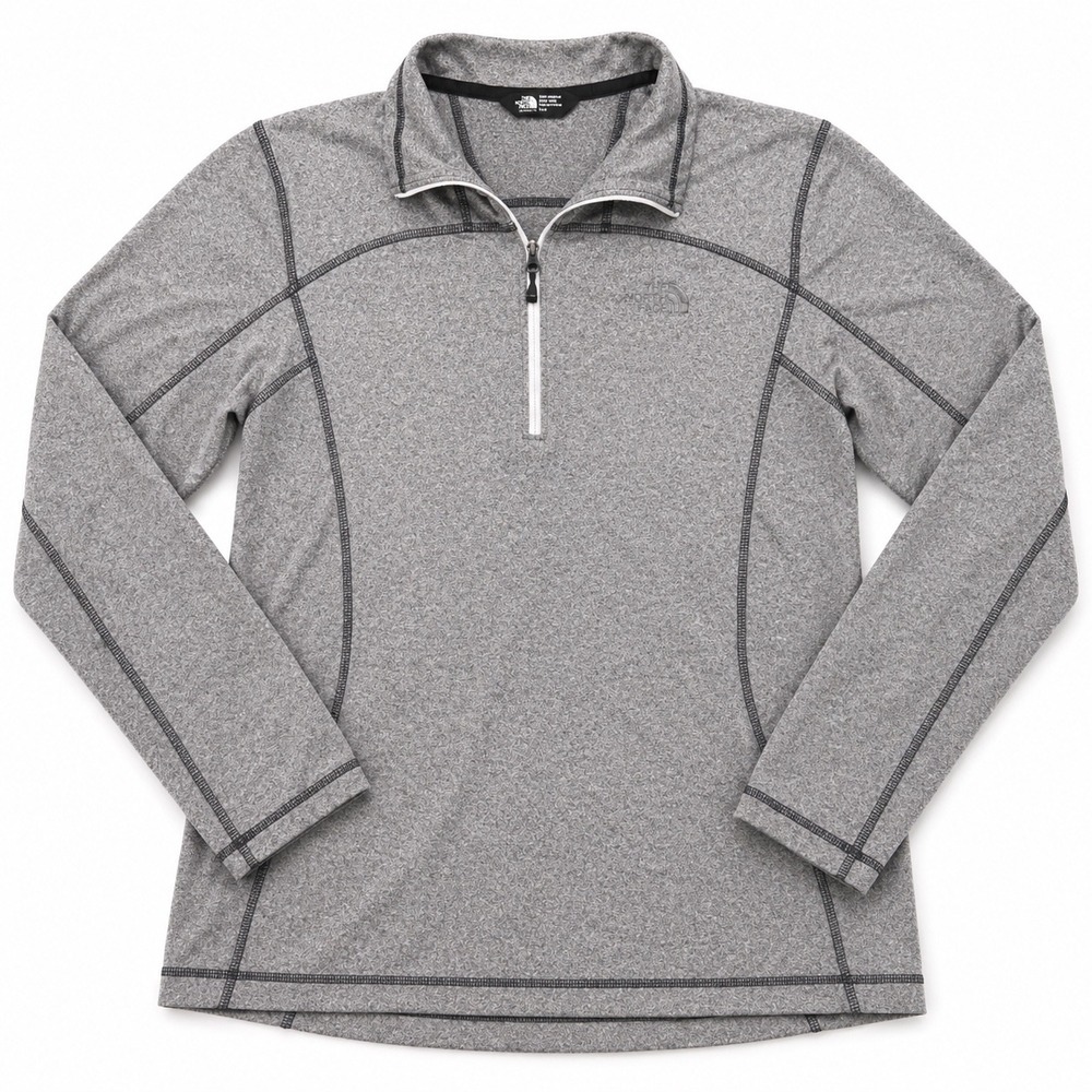 The North Face Mens M/M Quarter Zip Pullover Sweatshirt Gray Polyester